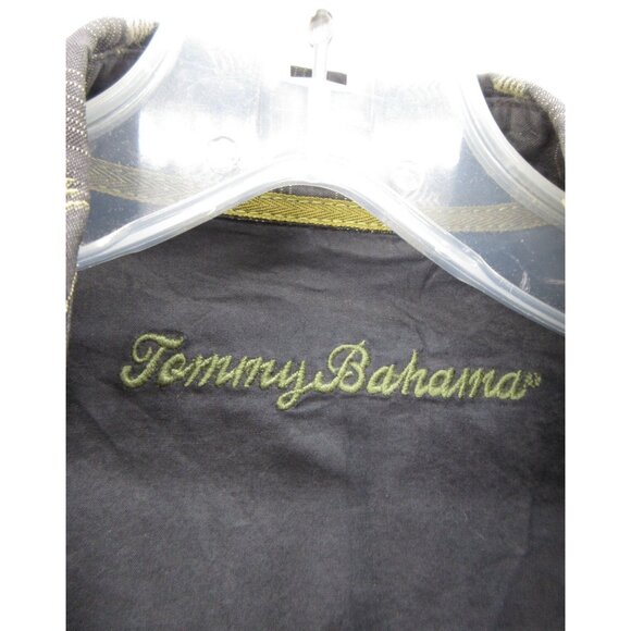 Tommy Bahama Shirt Large Silk Hawaiian Performance Plaid Palm AOP - Picture 9 of 11